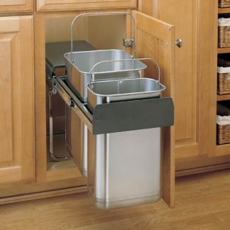 Double Bottom Mount Covered Stainless Steel Waste Containers