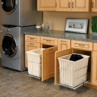 Hamper Bottom Mount with Removable Wire Bin/Canvas Liner for Bathroom/Vanity