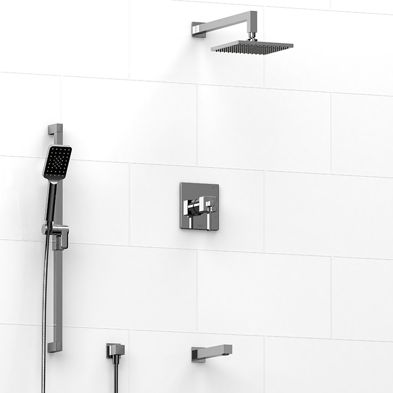 Mizo - Type T/P ½" coaxial 3-way system with hand shower rail, shower head and spout - KIT#1345MZ