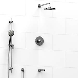 Pallace - Type T/P ½" coaxial 3-way system with hand shower rail, shower head and spout - KIT#1345PATM