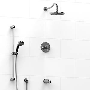 Romance - Type T/P ½" coaxial 3-way system with hand shower rail, shower head and spout - KIT#1345RO