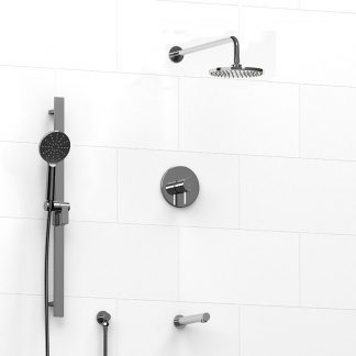 Silhouette - Type T/P ½" coaxial 3-way system with hand shower rail, shower head and spout - KIT#1345SHTM