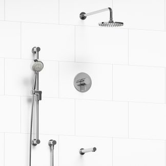 Sylla - Type T/P ½" coaxial 3-way system with hand shower rail, shower head and spout - KIT#1345SYTM