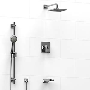 Zendo - Type T/P ½" coaxial 3-way system with hand shower rail, shower head and spout - KIT#1345ZOTQ