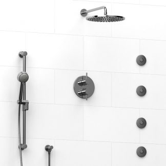 Riu - Type T/P ¾" double coaxial system with hand shower rail, 4 body jets and shower head - KIT#483RUTM