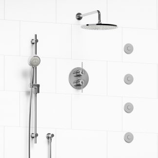 VS - Type T/P ¾" double coaxial system with hand shower rail, 4 body jets and shower head - KIT#483VSTM