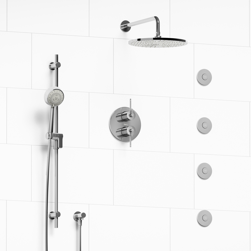 VS - Type T/P ¾" double coaxial system with hand shower rail, 4 body jets and shower head - KIT#483VSTM