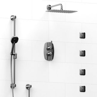 Venty - Type T/P ¾" double coaxial system with hand shower rail, 4 body jets and shower head - KIT#483VY