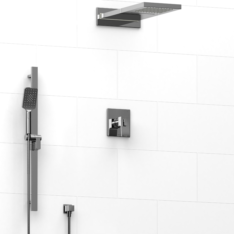 Optimum - Type T/P ½" coaxial 3-way system with hand shower rail and rain and cascade shower head - KIT#7045