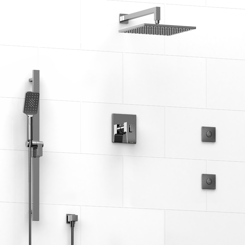 Optimum - Type T/P ½" coaxial system with hand shower rail, 2 body jets and shower head - KIT#8145
