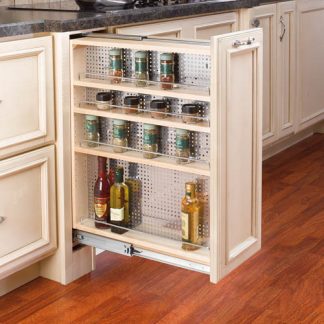 Filler Pullout Organizer with Wood Adjustable Shelves / Stainless Panel Sink & Base Accessories
