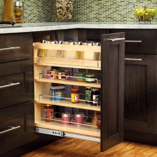 Base Cabinet Pullout Organizer with Wood Adjustable Shelves Sink & Base Accessories