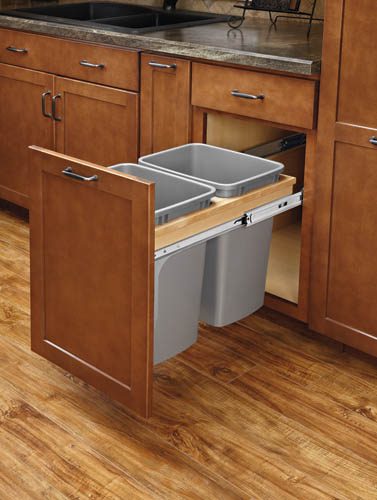 Double Soft-Close Top Mount 1.5" Face Frame Wood Waste Containers