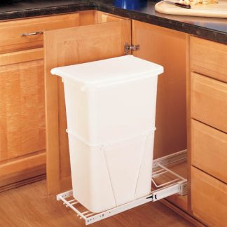 Single Bottom Mount w/ Lid White Wire Waste Containers
