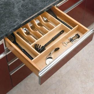 Cut-To-Size Insert Wood Cutlery Organizer for Drawers