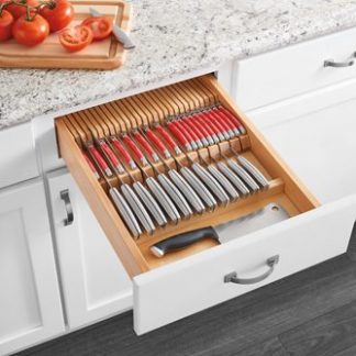 Cut-To-Size Insert Wood Double Knife Block for Drawers