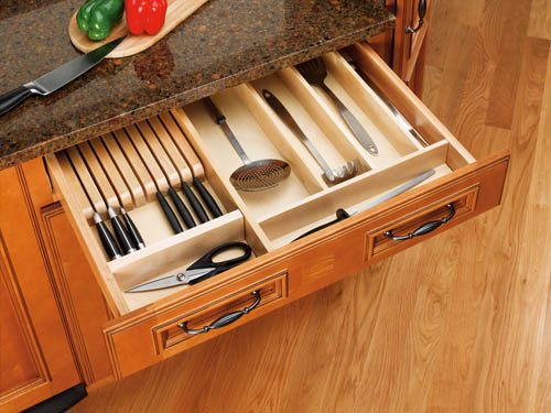 Cut-To-Size Insert Wood Knife Organizer for Drawers - Image 5
