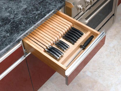 Cut-To-Size Insert Wood Knife Organizer for Drawers - Image 2