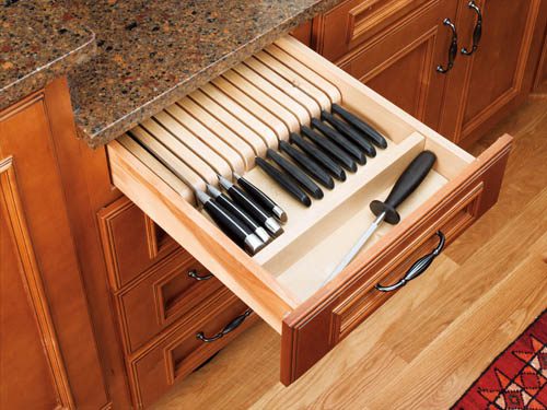 Cut-To-Size Insert Wood Knife Organizer for Drawers - Image 4