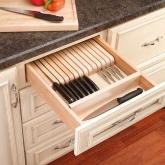 Cut-To-Size Insert Wood Knife Organizer for Drawers