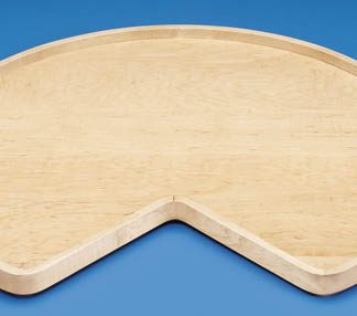 Kidney Shape Wood Classic Single Shelf (w/Bearing and Stop) Corner Lazy Susans