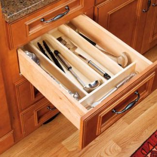Cut-To-Size Insert Wood Utensil Organizer for Drawers
