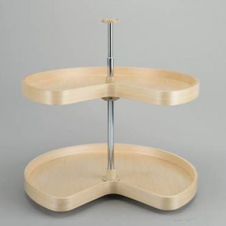 Kidney Shape LD Banded Wood 2 Shelf Corner Lazy Susans