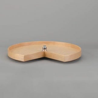 Kidney Shape LD Natural Wood Tray w/ Aluminum Bearing Corner Lazy Susans