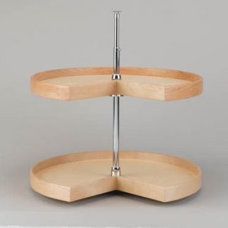 Kidney Shape LD Natural Wood 2 Shelf Corner Lazy Susans
