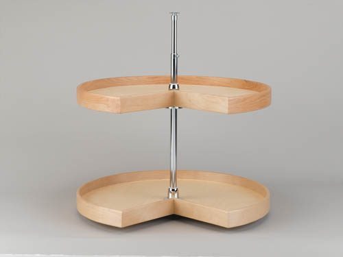 Kidney Shape LD Natural Wood 2 Shelf Corner Lazy Susans