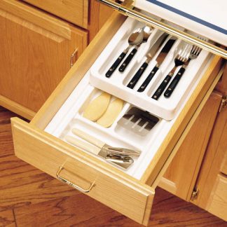 Cut-To-Size Insert Cutlery Organizer with Full Upper Rolling Tray for Drawers