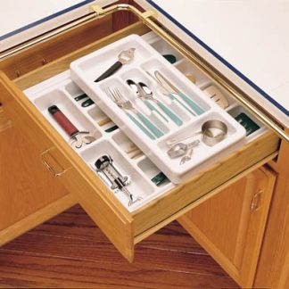 Cut-To-Size Insert Cutlery Organizer with Half Upper Rolling Tray for Drawers