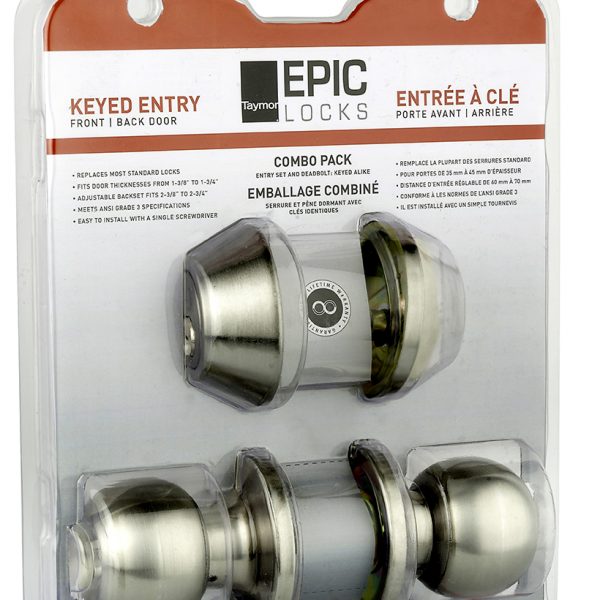 Epic Entry Ball Knob/Deadbolt Combo Pack - Satin Stainless Steel