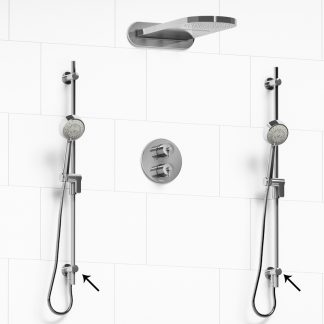 VS - Type T/P ¾" double coaxial system with hand shower rail, 4 body jets and shower head - KIT#6646VSTM