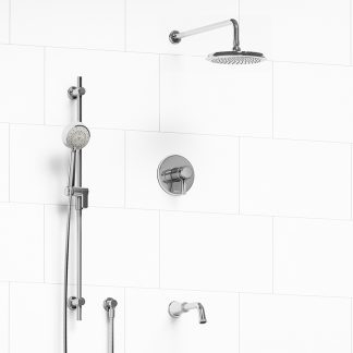 Momenti - Type T/P ½" coaxial 3-way system with hand shower rail, shower head and spout - KIT#1345MMRDJ