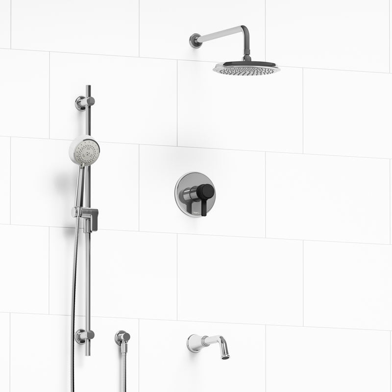 Momenti - Type T/P ½" coaxial 3-way system with hand shower rail, shower head and spout - KIT#1345MMRDJ - Image 4