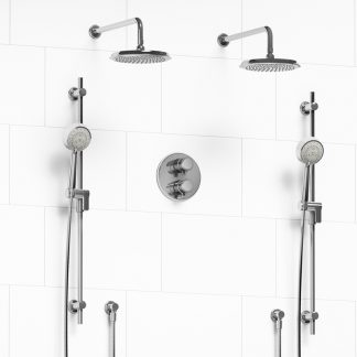 Momenti - Type T/P double coaxial system with 2 hand shower rails, elbow supply and 2 shower heads - KIT#1546MMRDJ
