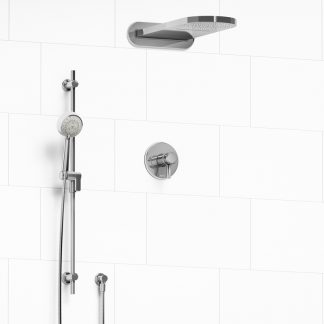 Momenti - Type T/P ½" coaxial 3-way system with hand shower rail and rain and cascade shower head - KIT#2745MMRDJ