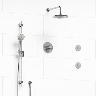 Momenti - Type T/P ½" coaxial 3-way system, hand shower rail, elbow supply, shower head and 2 body jets - KIT#3545MMRDJ
