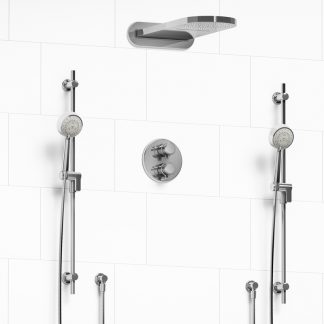 Momenti - Type T/P ¾" double coaxial system with hand shower rail, 4 body jets and shower head - KIT#3646MMRDJ
