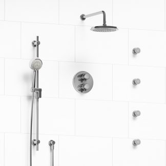 Momenti - Type T/P double coaxial system with hand shower rail, 4 body jets and shower head - KIT#446MMRDJ