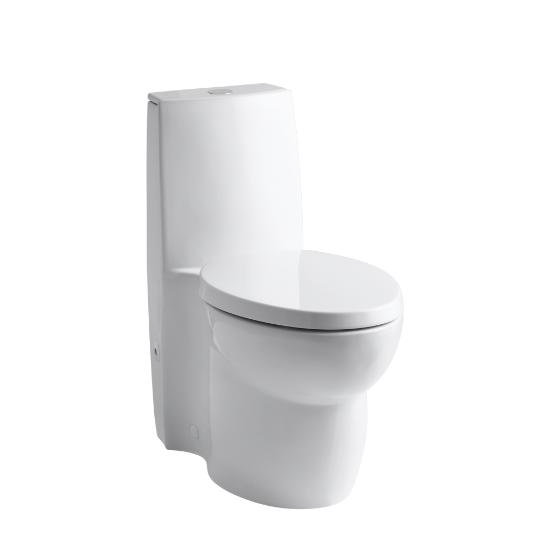 Kohler Saile® skirted one-piece elongated dual-flush toilet with top actuator and Saile Quiet-Close™ toilet seat with Quick-Release™ functionality - K-3564-0