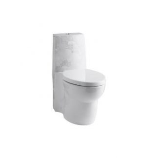 Kohler Empress Bouquet™ on Saile® one-piece elongated dual-flush skirted toilet with top actuator and Saile Quiet-Close™ toilet seat with Quick-Release™ functionality - K-14338-SMC
